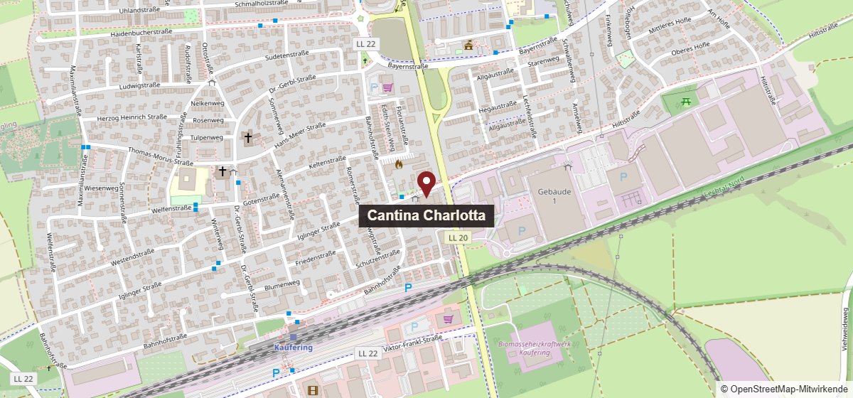 Lage der Cantina Charlotta, Iglinger Str. 1 in Kaufering